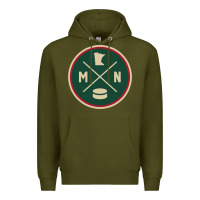 Army Green Classic Minnesota Hockey MN Outline Pullover Hoodie Premium Hoodie - maiPhamDesign
