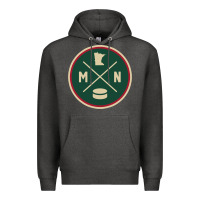 Charcoal Heather Classic Minnesota Hockey MN Outline Pullover Hoodie Premium Hoodie - maiPhamDesign