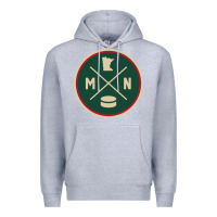 Heather Grey Classic Minnesota Hockey MN Outline Pullover Hoodie Premium Hoodie - maiPhamDesign