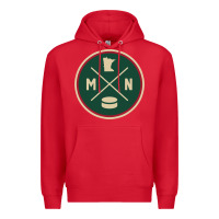 Red Classic Minnesota Hockey MN Outline Pullover Hoodie Premium Hoodie - maiPhamDesign
