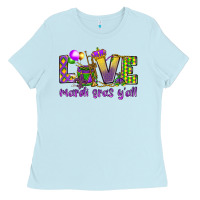 Baby Blue Love Mardi Gras Y'all Ladies Tee - HowdyJamesFarm