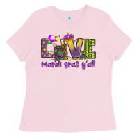 Bubblegum Pink Love Mardi Gras Y'all Ladies Tee - HowdyJamesFarm