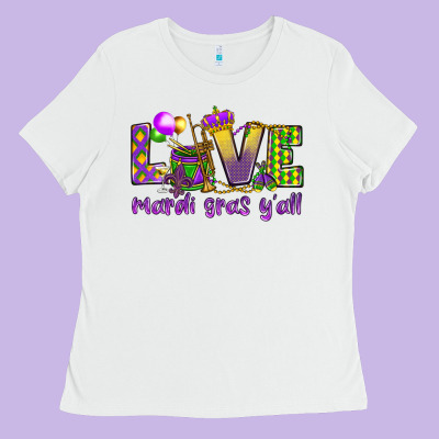 Love Mardi Gras Y'all Ladies Tee Designed By Howdyjamesfarm