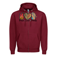 Burgundy peace love nails Zipper Hoodie - BarkalooDesign
