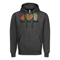 Charcoal Heather peace love nails Zipper Hoodie - BarkalooDesign
