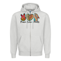 Dove Grey peace love nails Zipper Hoodie - BarkalooDesign