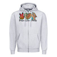 Heather Grey peace love nails Zipper Hoodie - BarkalooDesign