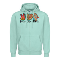Seafoam peace love nails Zipper Hoodie - BarkalooDesign