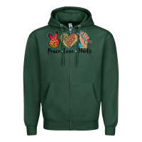 Sports Green peace love nails Zipper Hoodie - BarkalooDesign