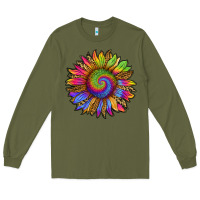 Army Green tie dye sunflower Long Sleeve Tee - RanaPortraitStore