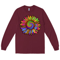 Burgundy tie dye sunflower Long Sleeve Tee - RanaPortraitStore