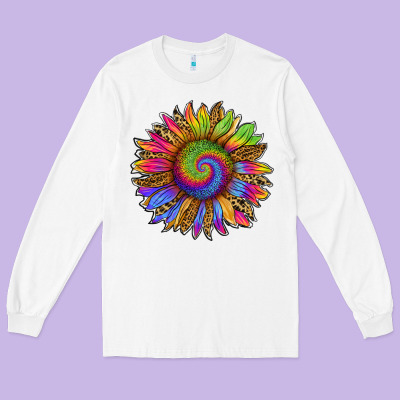 Tie Dye Sunflower Long Sleeve Tee Designed By Ranaportraitstore