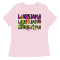 Bubblegum Pink Louisiana Louisiana Louisiana Ladies Tee - HowdyJamesFarm