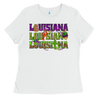White Louisiana Louisiana Louisiana Ladies Tee - HowdyJamesFarm