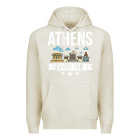 Oatmeal Heather Athens Greece City Trip Skyline Map Travel Premium Hoodie - maiPhamDesign