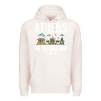 Pale Pink Athens Greece City Trip Skyline Map Travel Premium Hoodie - maiPhamDesign