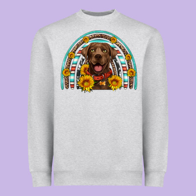 Chocolate Labrador Rainbow Heavyweight Sweatshirt Designed By Artiststas