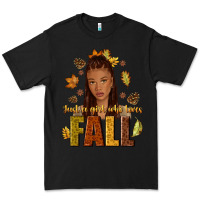 Black Just a girl who loves Fall afro woman Premium Tee - NancyCooperArtShop