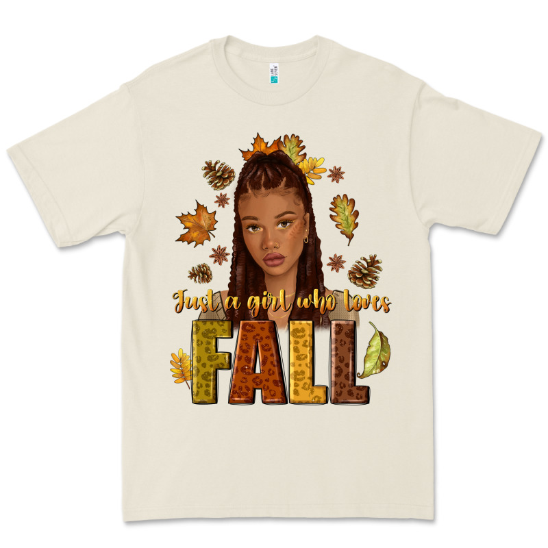 Just A Girl Who Loves Fall Afro Woman Premium Tee by NancyCooperArtShop | Teevron
