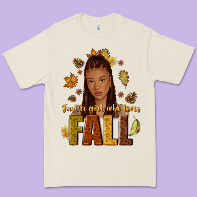 Just A Girl Who Loves Fall Afro Woman Premium Tee Designed By Nancycooperartshop