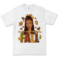 White Just a girl who loves Fall afro woman Premium Tee - NancyCooperArtShop