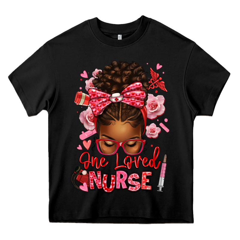 One Loved Nurse Afro Messy Bun Heavy Core Tee by texasbilliewilder | Teevron