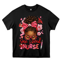 Black one loved nurse afro messy bun Heavy Core Tee - texasbilliewilder