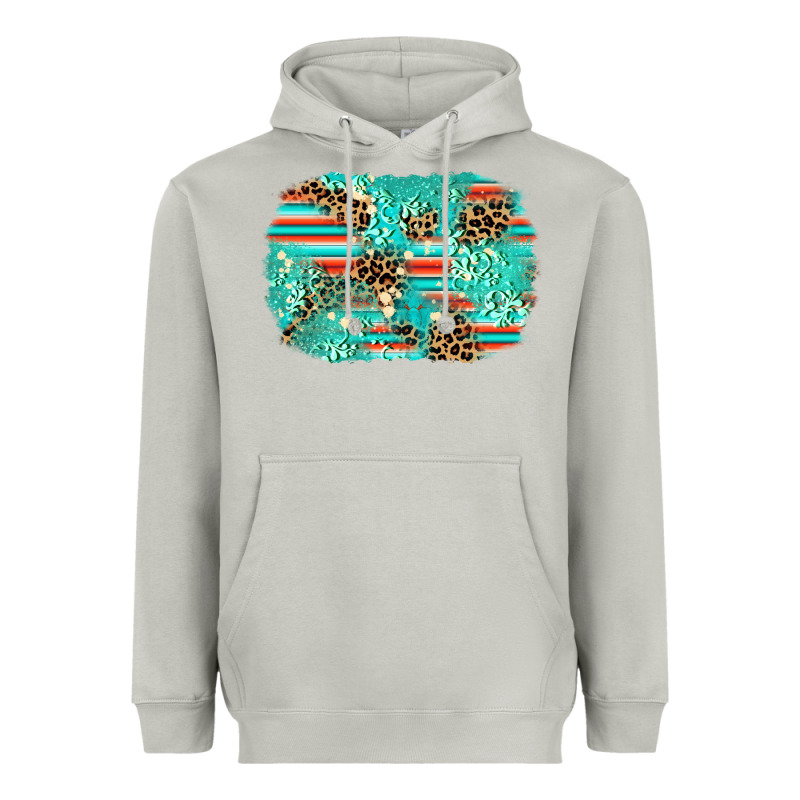 Leopard Turquoise Glitter Background Heavyweight Hoodie by AdoDesignShop | Teevron