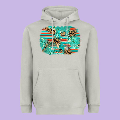 Leopard Turquoise Glitter Background Heavyweight Hoodie Designed By Adodesignshop