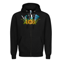Black nail tools with sunflower Zipper Hoodie - BarkalooDesign