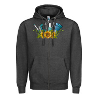 Charcoal Heather nail tools with sunflower Zipper Hoodie - BarkalooDesign