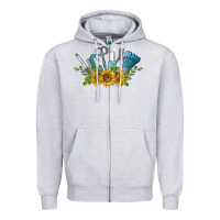Heather Grey nail tools with sunflower Zipper Hoodie - BarkalooDesign