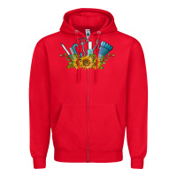 Red nail tools with sunflower Zipper Hoodie - BarkalooDesign