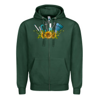 Sports Green nail tools with sunflower Zipper Hoodie - BarkalooDesign