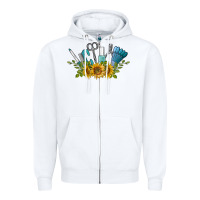 White nail tools with sunflower Zipper Hoodie - BarkalooDesign