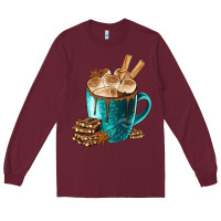 Burgundy Chocolate And Coffee Long Sleeve Tee - FaDigitalArtStudio