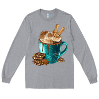 Heather Grey Chocolate And Coffee Long Sleeve Tee - FaDigitalArtStudio