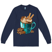 Navy Chocolate And Coffee Long Sleeve Tee - FaDigitalArtStudio