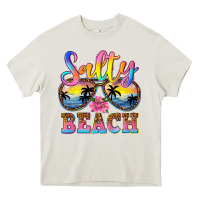 Cream Salty beach Heavy Core Tee - NancyCooperArtShop