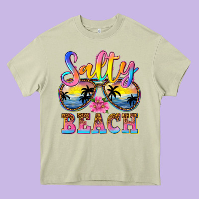 Salty Beach Heavy Core Tee Designed By Nancycooperartshop