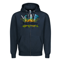Navy customize nail tools with sunflower preview Zipper Hoodie - BarkalooDesign