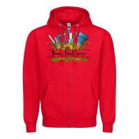 Red customize nail tools with sunflower preview Zipper Hoodie - BarkalooDesign