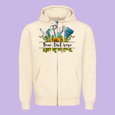 Customize Nail Tools With Sunflower Preview Zipper Hoodie Designed By Barkaloodesign