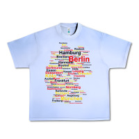 Germany Map Silhouette Towns Cities Flag Berlin Travel T Shirt Urban Heavy Tee | Teevron