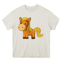 Cream cute horse Heavy Core Tee - texasbilliewilder