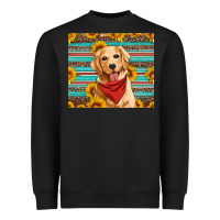 Black golden retriever with sunflowers Heavyweight Sweatshirt - Artiststas
