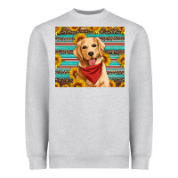 Heather Grey golden retriever with sunflowers Heavyweight Sweatshirt - Artiststas
