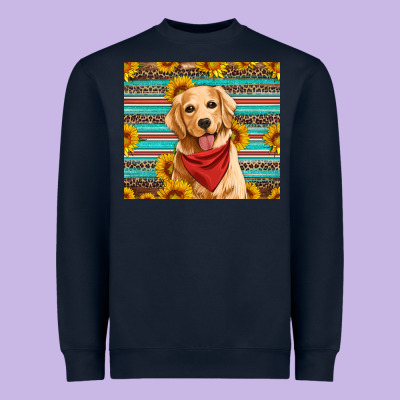 Golden Retriever With Sunflowers Heavyweight Sweatshirt Designed By Artiststas
