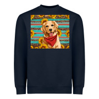 Navy golden retriever with sunflowers Heavyweight Sweatshirt - Artiststas