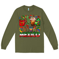 Army Green Viva Mexico Coffee Cups With Cactus And Tequila Long Sleeve Tee - FaDigitalArtStudio